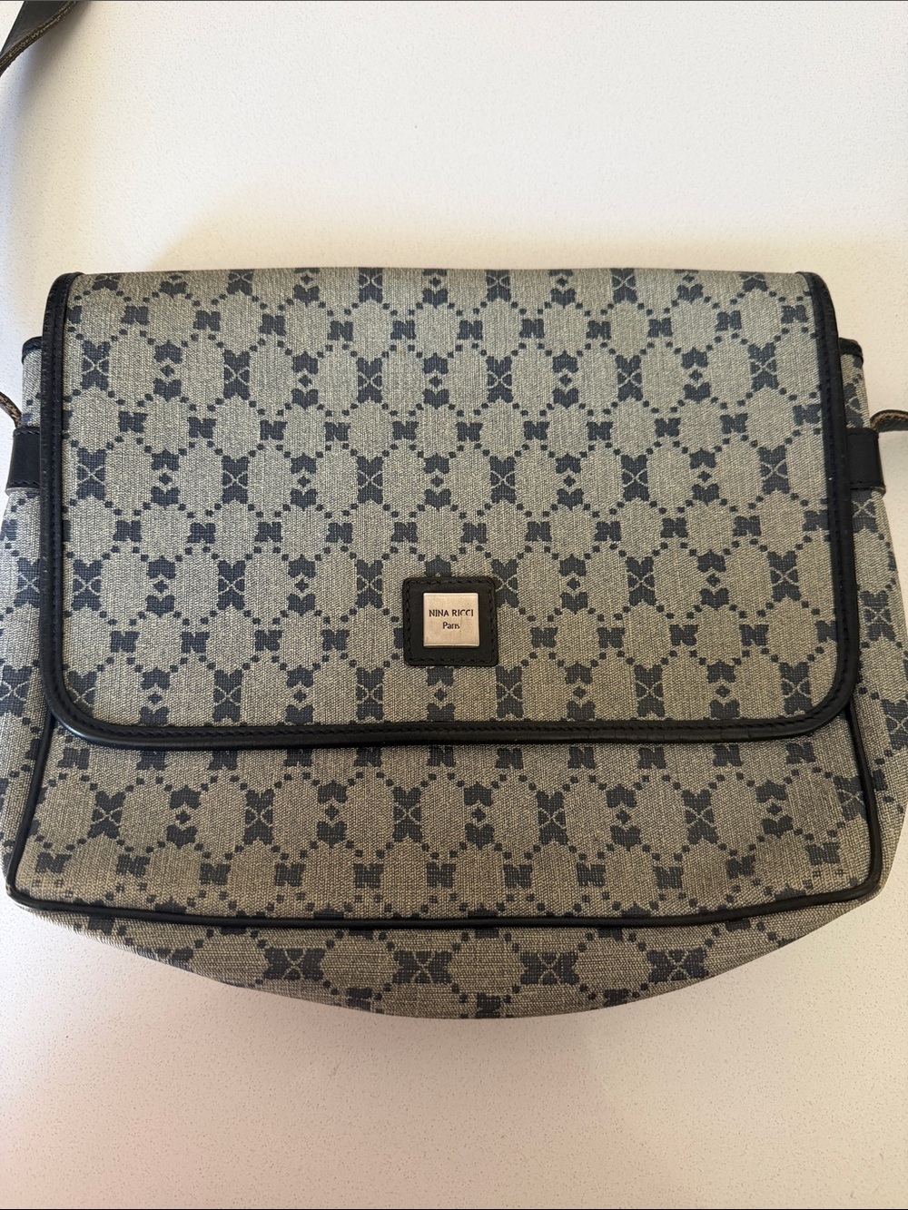 Nina Ricci Grey and Black Monogram Shoulder Bag